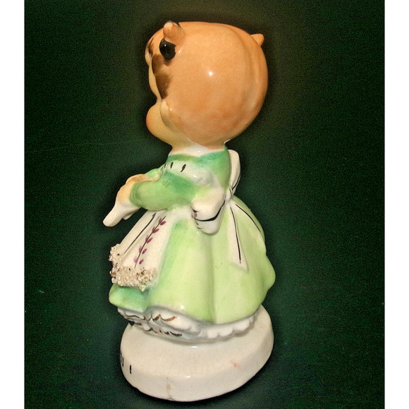 Vintage Ucagco Girl Green Dress “Lonsome for You" Valentine Figurine Japan RARE - Picture 7 of 14